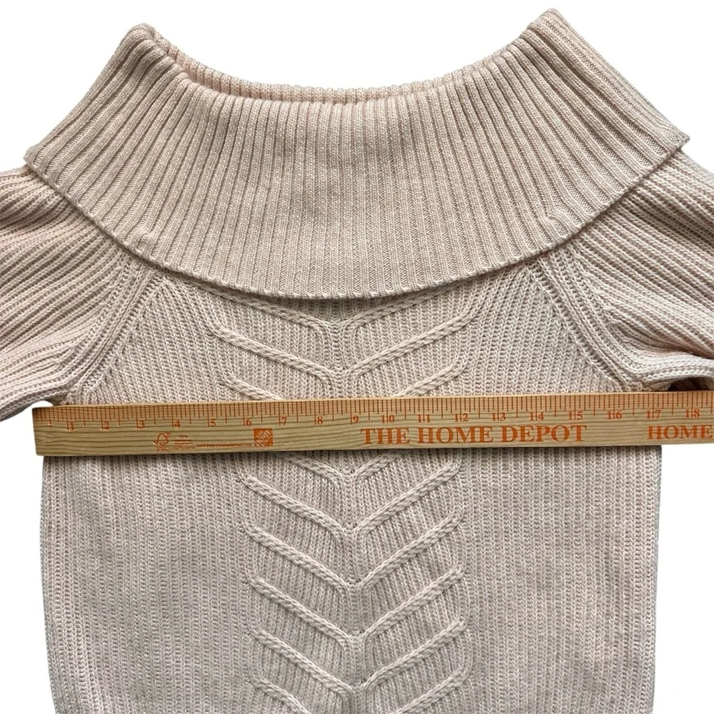 WHBM Cowl Neck Chunky Knit Sweater Medium Blush Balloon Sleeve
